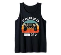 Hombre Daddy Again Leveled Up to Dad of 2 Gamer Controller Design Camiseta sin Mangas