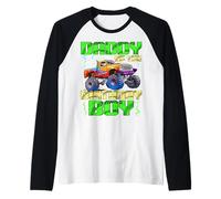 Hombre Daddy of The Birthday Boy Monster Truck Bday Celebraciones Camiseta Manga Raglan