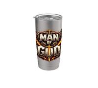 Hombre de Dios Cool Fiery Shield Protector Hero Día del Padre Vaso térmico de acero inoxidable de doble pared