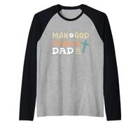 Hombre de Dios Marido Papá Cruz Cristiano Día del Padre Hombres Camiseta Manga Raglan