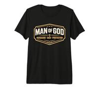 Hombre de Dios Marido Papá Protector Cristiano Padre Jesús Papa Camiseta Premium