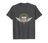 Hombre de Dios: Radiant Faith Wings Inspirational Camiseta, Hombre, Jaspeado Oscuro, S