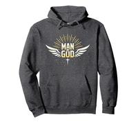 Hombre de Dios: Radiant Faith Wings Inspirational Sudadera con Capucha, Unisex para Adultos, Jaspeado Oscuro, S