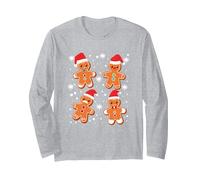 Hombre de Jengibre Galletas Pijamas de Navidad Equipo de Hornear de Navidad Manga Larga, Unisex para Adultos, Gris Jaspeado, XL