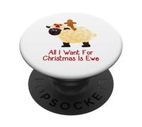 Hombre de jengibre y ovejas Todo lo que quiero para Navidad es Oveja PopSockets PopGrip Adhesivo
