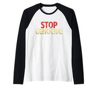 Hombre Defensa contra la injusticia y la violencia: detener el genocidio Camiseta Manga Raglan