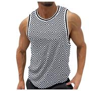 Hombre Deporte Fitness Baloncesto Entrenamiento Cuello Redondo Suelto Al Aire Libre Correr Secado Rápido Transpirable Camiseta Sin Mangas Chaleco Camiseta de Tirantes Hombre Verano, Blanco, M