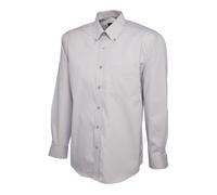 Hombre Detalle Oxford Weave Manga Larga Camisa Cuello Abotonado Ropa Formal Tops