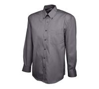 Hombre Detalle Oxford Weave Manga Larga Camisa Cuello Abotonado Ropa Formal Tops