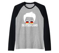 Hombre Deutschland Boy Silhouette - Gafas de Sol con Bandera Alemana Camiseta Manga Raglan