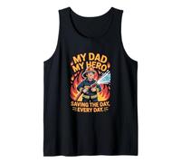Hombre Día del Padre Bombero "Mi papá, mi héroe" Camiseta sin Mangas
