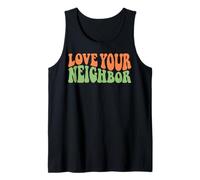Hombre Diseño de Cita Retro Love Your Neighbor Camiseta sin Mangas