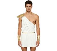 Hombre Disfraz La Antigua Grecia Y Roma Abrigo Sin Mangas Hombro Descubierto Ropa A La Modo Julio César Toga Diosa Griega Fiesta Blanco XL