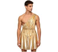 Hombre Disfraz Romano Toga Romana Traje Griego Antiguo Dios Azul Oro M