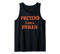 Hombre Divertido Halloween, Prented I Am a Human, Alien Costume Camiseta sin Mangas