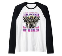 Hombre Divertido lobo alfa tengo miedo de las mujeres hombre lobo Camiseta Manga Raglan