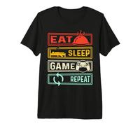 Hombre Eat Sleep Game Repeat Funny Video Game Lovers Quote Gamers Camiseta Premium