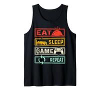 Hombre Eat Sleep Game Repeat Funny Video Game Lovers Quote Gamers Camiseta sin Mangas