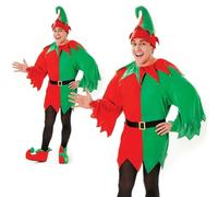 Hombre Elfo Disfraz Ayudante de Santa Navidad Hombre Mujer Navidad Disfraz