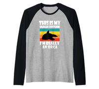 Hombre Este es mi Disfraz Humano, Soy Realmente una Orca, Divertido papá de Orca Camiseta Manga Raglan