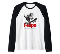 Hombre FELIPE - hermoso nombre de niño con gato y monopatín Camiseta Manga Raglan