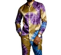 Hombre Fénix/Pluma/Tigre Estampado Conjunto 2 Piezas Traje Botones Camisa y Pantalones Cintura Elástica Tema Animal Atuendo Casual