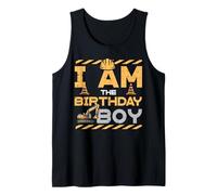 Hombre Fiesta de Excavadora I Am The Birthday Boy Family Match Boys Kids Camiseta sin Mangas