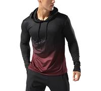 Hombre Forrado térmico Sudadera con Capucha atlética Pull-Over Manga Larga Ejercicio Fitness Running Invierno Otoño Gradual Vino Tinto XL