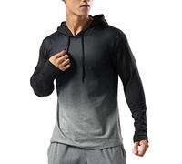 Hombre Forrado térmico Sudadera con Capucha atlética Pull-Over Manga Larga Ejercicio Fitness Running Invierno Otoño Gris Gradual XL