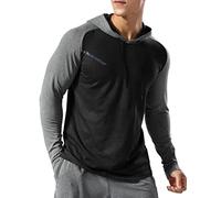 Hombre Forrado térmico Sudadera con Capucha atlética Pull-Over Manga Larga Ejercicio Fitness Running Invierno Otoño Negro Golpe Gris XL