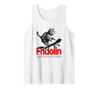 Hombre FRIDOLIN - hermoso nombre de niño con gato y monopatín Camiseta sin Mangas