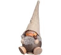 Hombre fumador enanito del bosque gris piedra, 19 cm. de alto, original de lo...