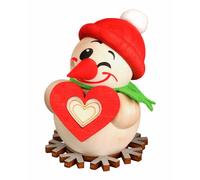 Hombre fumador hombre de nieve con trineo, 10 cm. de alto, original de los Mo...