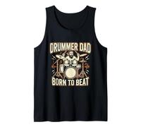 Hombre Funny Dad Vintage Papa Rock Metal Tambores Beat Music Gift Camiseta sin Mangas