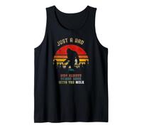 Hombre Funny Retro Bigfoot Sosteniendo Cartón De Leche Y Volviendo A Casa Camiseta sin Mangas