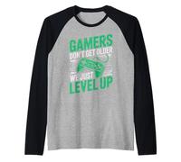 Hombre Gamers Don't Get Older We Just Level Up Funny Gamer Retro Camiseta Manga Raglan