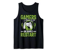 Hombre Gamers Never Quit We Simply Restart Funny Video Game Lovers Camiseta sin Mangas