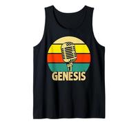 Hombre Genesis - Micrófono Retro con Nombre y música Divertida de los años 80 Camiseta sin Mangas