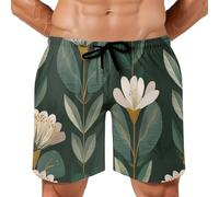 Hombre Geometría lineal Bañador Natacion con Bolsillos Pantalones Cortos de Playa flores de romero verde oscuro Elásticos de Secado Rápido para Hombre con Cordón y Calzoncillos de Malla Interior XXL