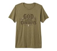 Hombre God Loves Cowboys Western Rodeo Country Faith Cowboy Camiseta Premium