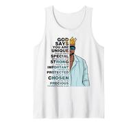 Hombre God Says You Are Unique Black Men King Dad Grandpa Padre Camiseta sin Mangas