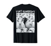 Hombre Gráfico de Oveja Stay Different Be Unique con una Oveja Negra Camiseta