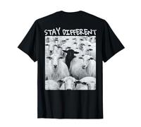 Hombre Gráfico de Oveja Stay Different Be Unique con una Oveja Negra Camiseta