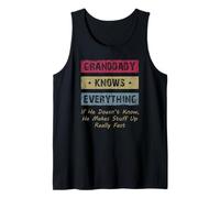 Hombre Granddaddy Knows Everything Humor Saying Retro Grandpa Camiseta sin Mangas