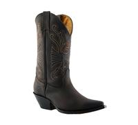 Hombre Grinders BUFFALO Botas Marrones de Piel sin Cordones Cowboy Del Oeste