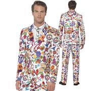 Hombre Groovy Destaca Traje Adulto Hippy Psicodélico 60s Paz Disfraz M-XL