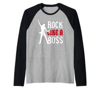 Hombre Guitarrista Principal Rítmico Banda De Rock Like A Boss Camiseta Manga Raglan