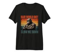 Hombre Hair Would Only Slow Me Down Retro Bigfoot Corredor Calvo Camiseta Premium