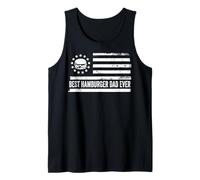 Hombre Hamburguesa Hamburguesa a la Parrilla Bandera Estadounidense patriótica Retro Camiseta sin Mangas
