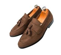 Hombre Hecho a Mano Borlas Mocasines Ante de Vestir Zapatos Uniforme Mocasín,zapatos casuales cómodos sin cordones,Zapatos de Conducir Plano Pantuflas,para actividades de negocios y ocio,EU38-46